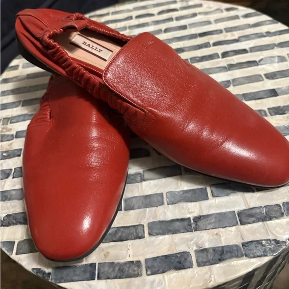Bally made in Italy Red Leather Becca ballet flats size‎ 7 - Picture 2 of 5